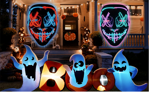UniqueSavers™ Cosplay Halloween Double Colour Glowing Mask